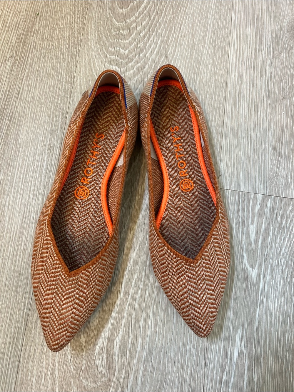 Rothy's Camel Herringbone The Point Flats Retired Size 10